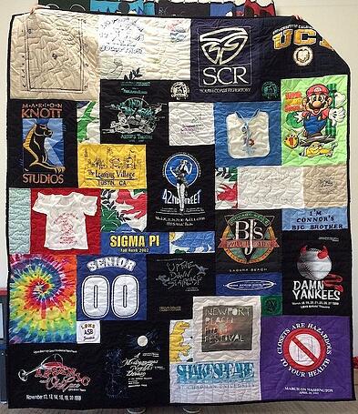 T-shirt quilt T-shirt quilt with a unwanted block covered up