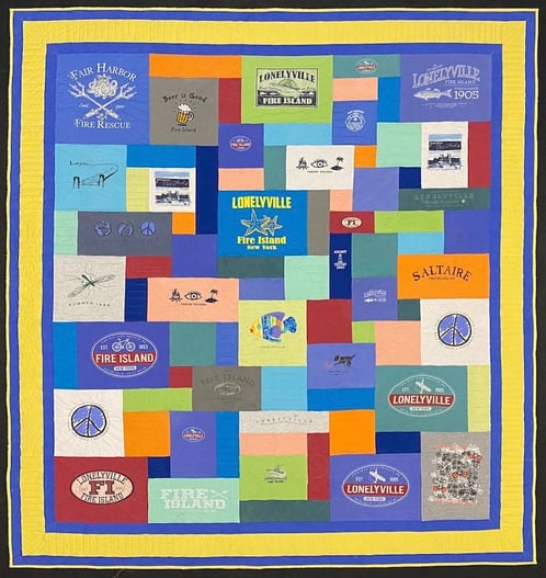 A Too Cool T-shirt Quilt with Filler blocks by Too Cool T-shirt Quilts