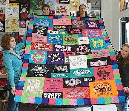 The Too Cool T-shirt Gang with an awesome T-shirt quilt The Too Cool T-shirt Gang with an awesome T-shirt quilt